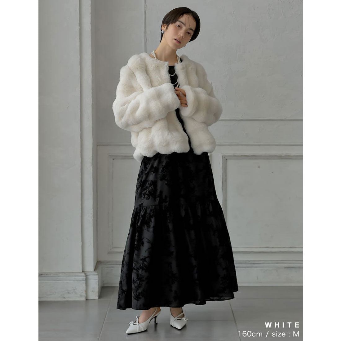 ミズム MEISM [2024-25 WINTER COLLECTION][MEISM by Re:EDIT]ブロックフェイクファーリボン付ショートコート