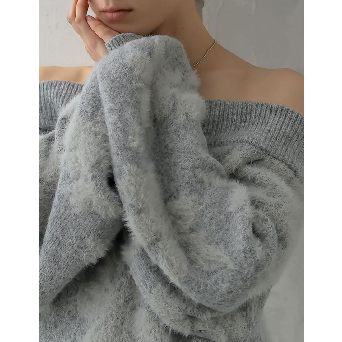 ミズム MEISM [2024-25 WINTER COLLECTION][MEISM by Re:EDIT]2WAYシャギーフラワージャガードニットトップス