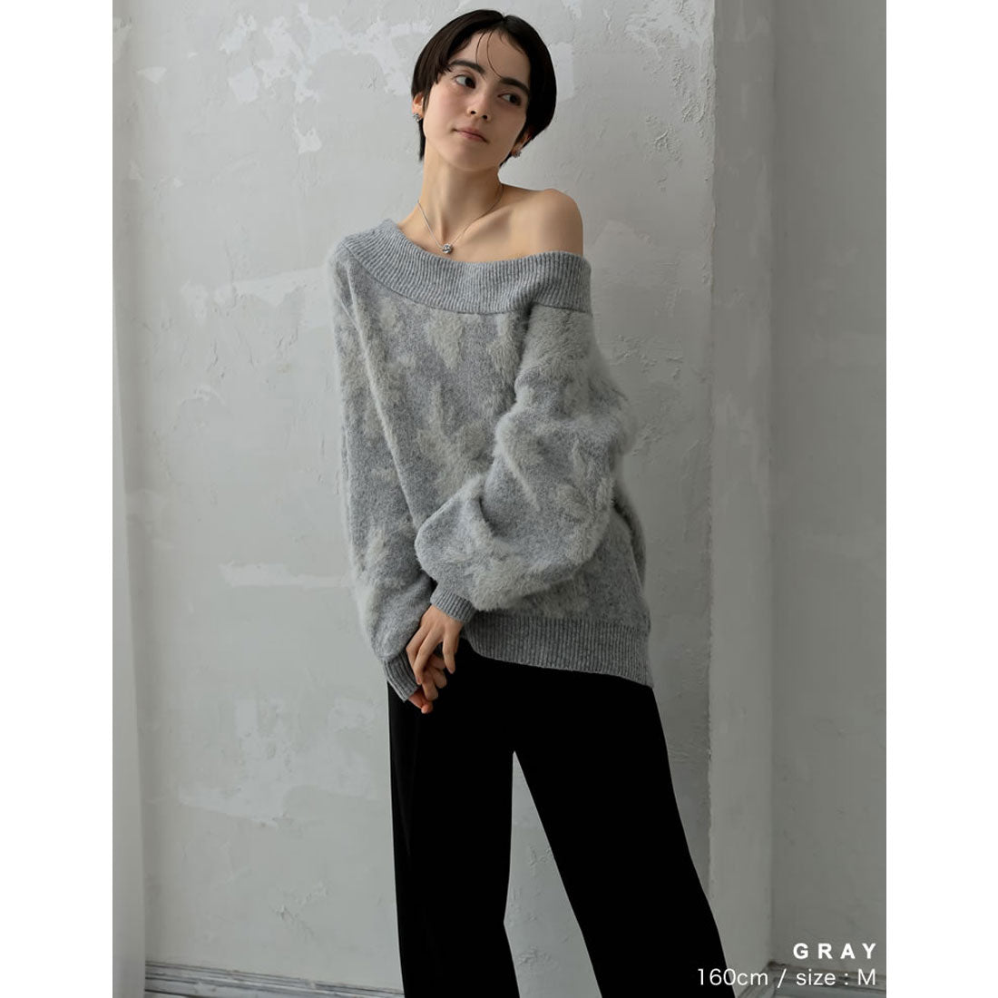ミズム MEISM [2024-25 WINTER COLLECTION][MEISM by Re:EDIT]2WAYシャギーフラワージャガードニットトップス