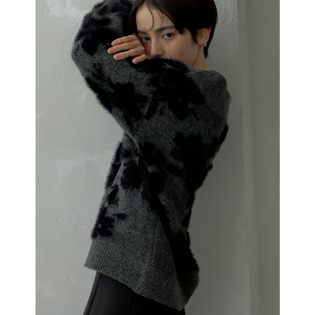 ミズム MEISM [2024-25 WINTER COLLECTION][MEISM by Re:EDIT]2WAYシャギーフラワージャガードニットトップス