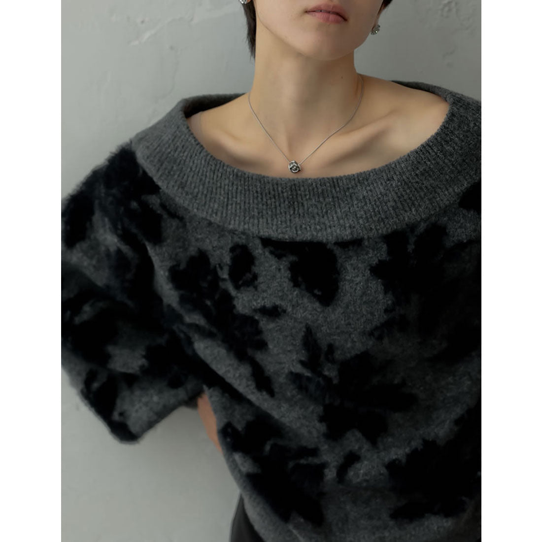 ミズム MEISM [2024-25 WINTER COLLECTION][MEISM by Re:EDIT]2WAYシャギーフラワージャガードニットトップス