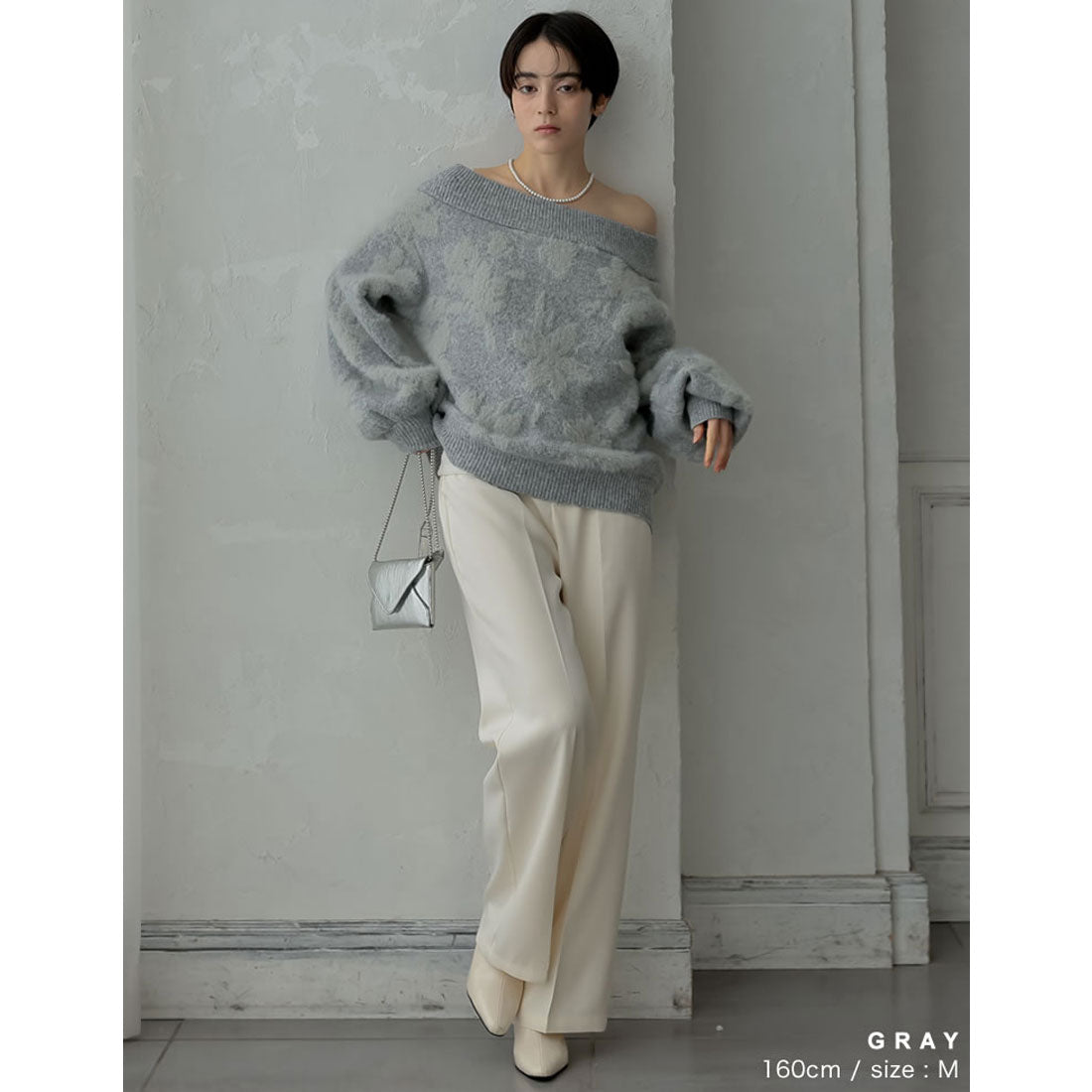 ミズム MEISM [2024-25 WINTER COLLECTION][MEISM by Re:EDIT]2WAYシャギーフラワージャガードニットトップス