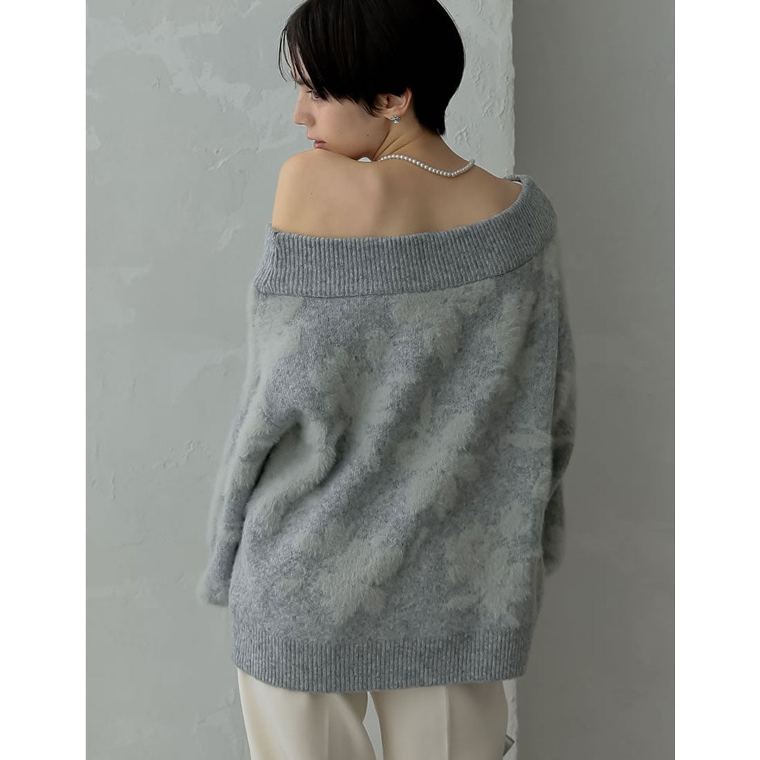 ミズム MEISM [2024-25 WINTER COLLECTION][MEISM by Re:EDIT]2WAYシャギーフラワージャガードニットトップス