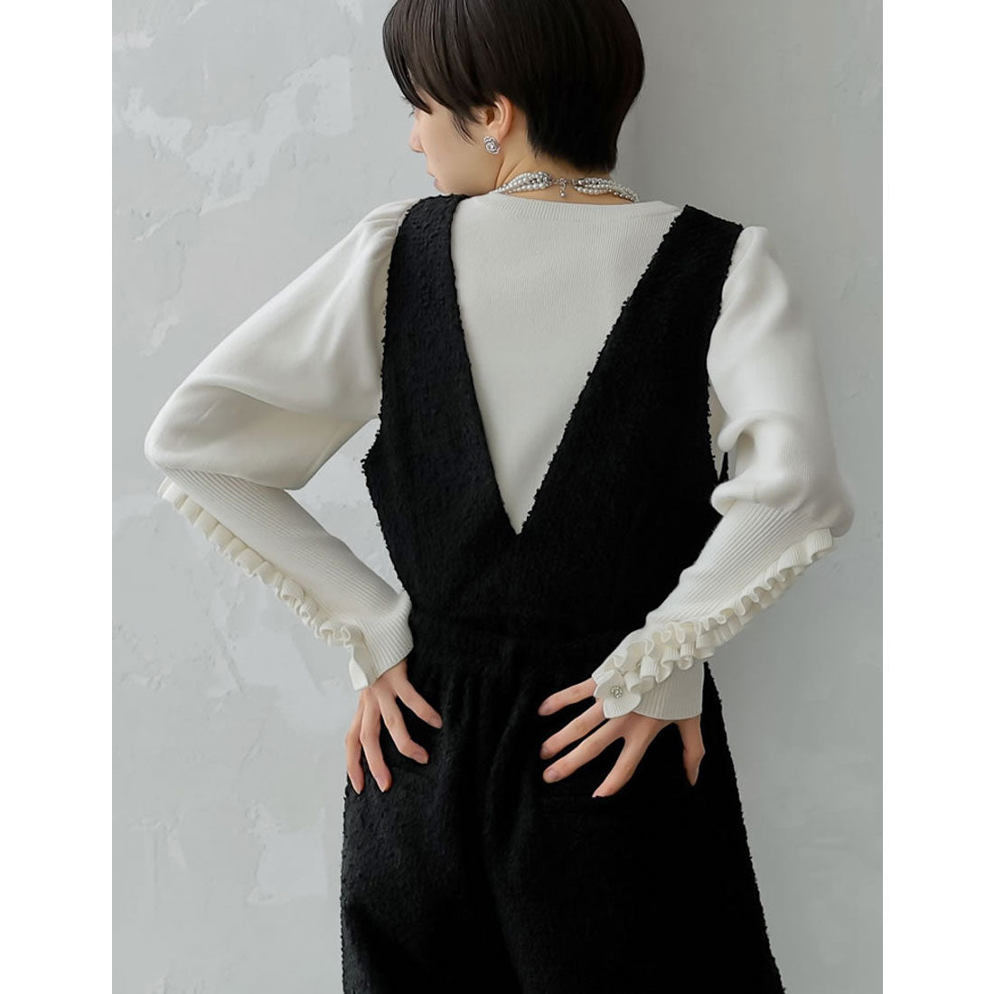 ミズム MEISM [2024-25 WINTER COLLECTION][MEISM by Re:EDIT][低身長/高身長サイズ有]2WAYビジューボタンツイードサロペット＆パンツ