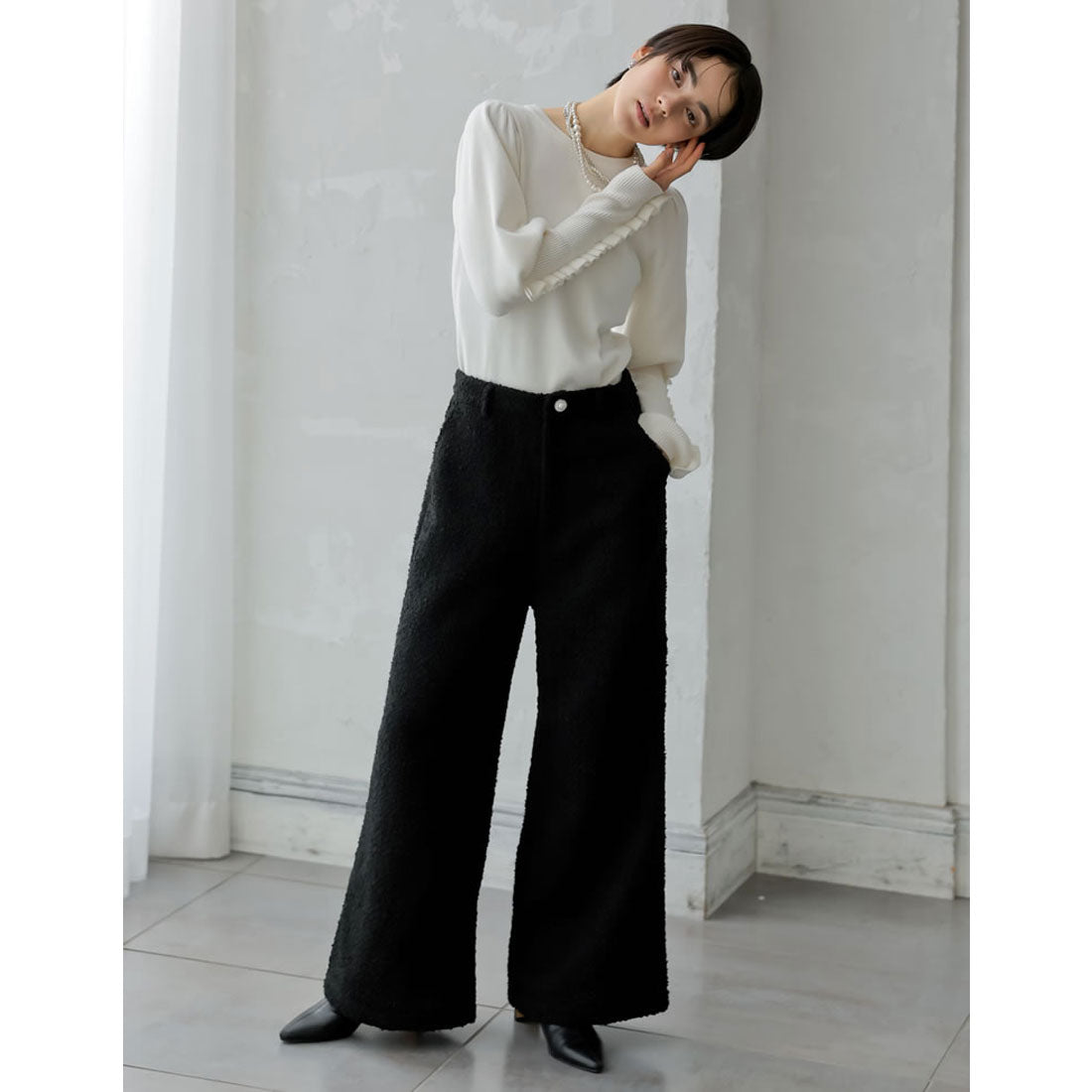 ミズム MEISM [2024-25 WINTER COLLECTION][MEISM by Re:EDIT][低身長/高身長サイズ有]2WAYビジューボタンツイードサロペット＆パンツ