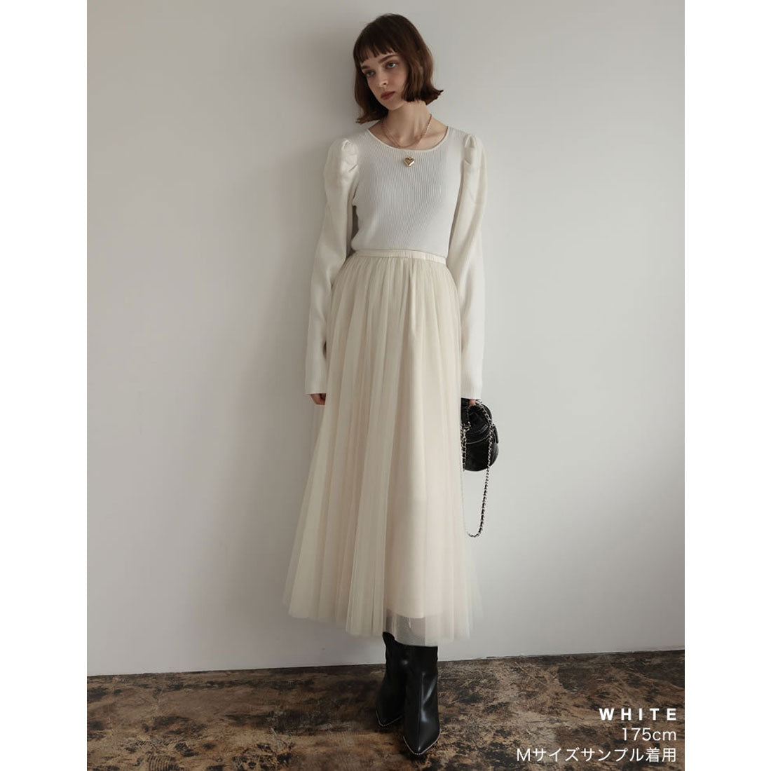 ミズム MEISM [2023A/W COLLECTION][MEISM by Re:EDIT][低身長サイズ有]チュールドッキングニットワンピース