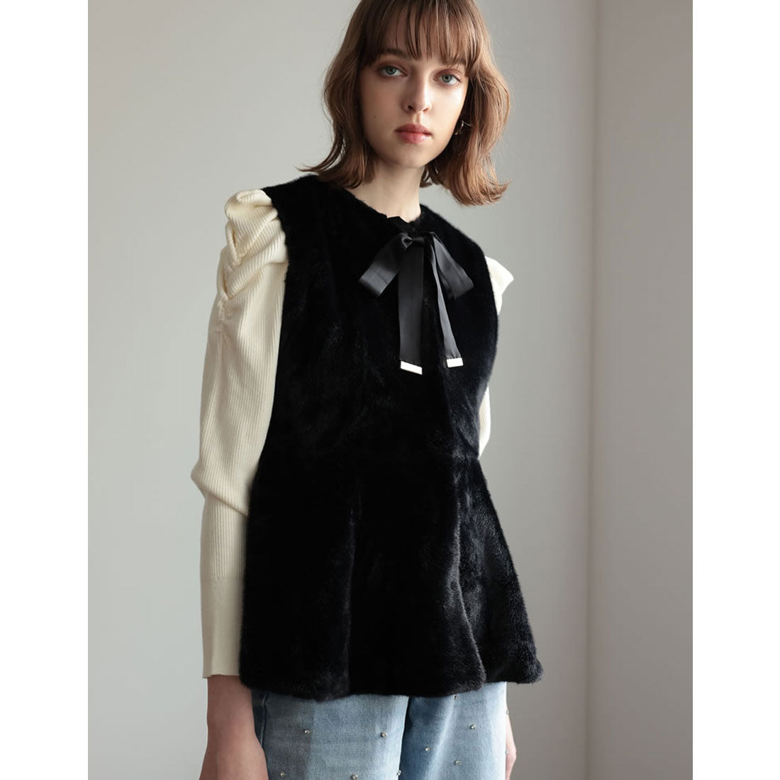 ミズム MEISM [2023A/W COLLECTION][MEISM by Re:EDIT]マルチウェイフェイクファーペプラムベスト