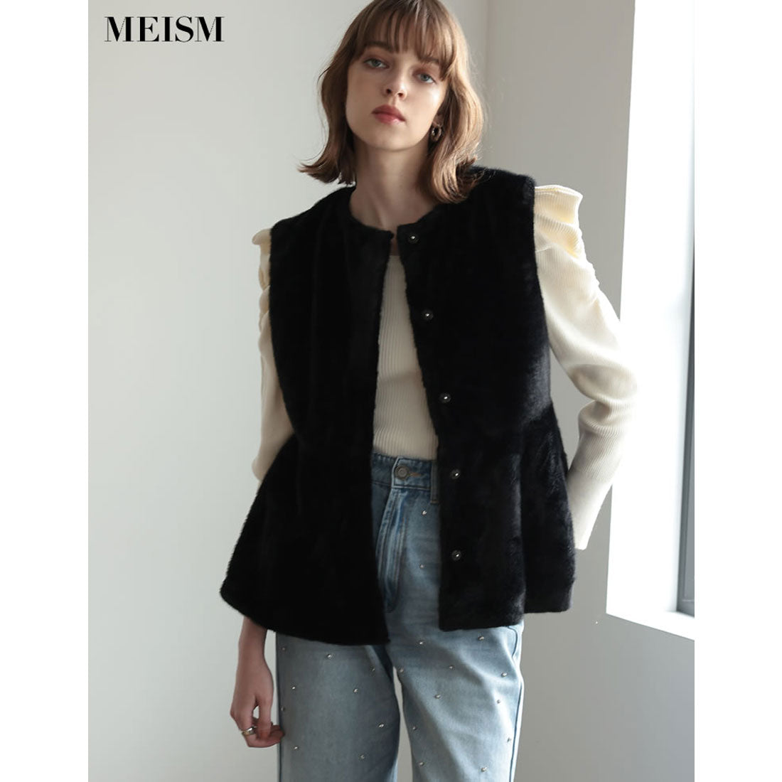 ミズム MEISM [2023A/W COLLECTION][MEISM by Re:EDIT]マルチウェイフェイクファーペプラムベスト