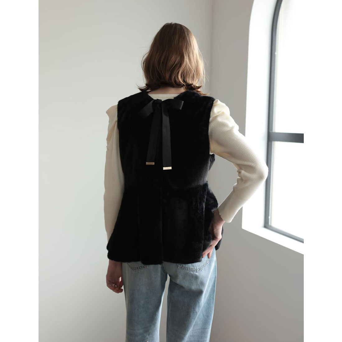 ミズム MEISM [2023A/W COLLECTION][MEISM by Re:EDIT]マルチウェイフェイクファーペプラムベスト