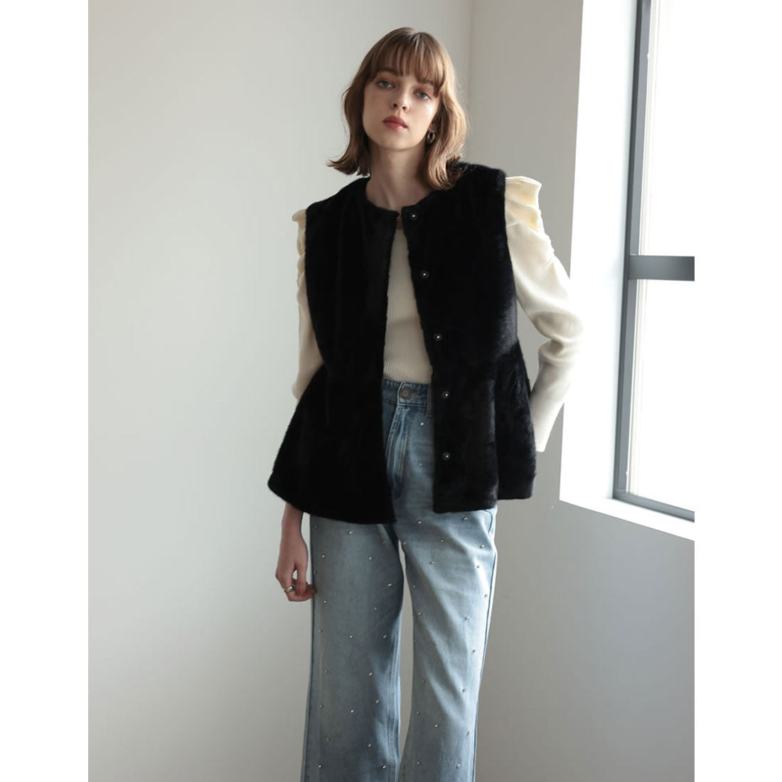 ミズム MEISM [2023A/W COLLECTION][MEISM by Re:EDIT]マルチウェイフェイクファーペプラムベスト