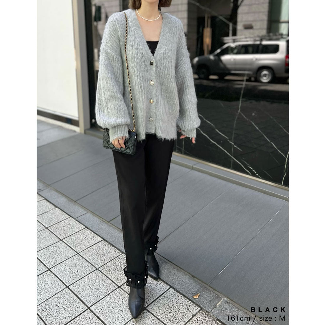 ミズム MEISM [2023A/W COLLECTION][MEISM by Re:EDIT][低身長/高身長サイズ有]パール付き裾切り替えフリルテーパードパンツ