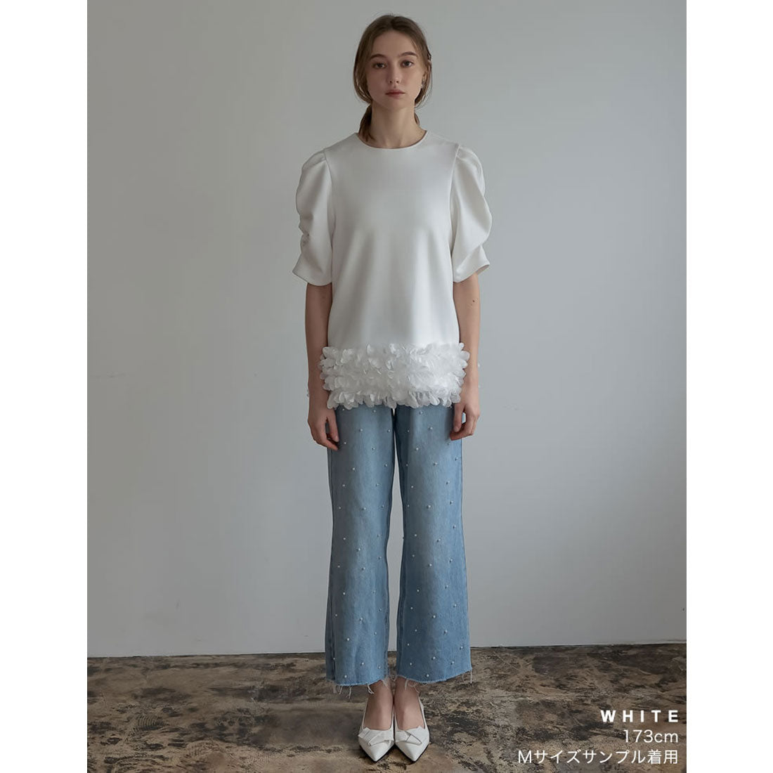 ミズム MEISM [2024SS PRE ORDER][MEISM by ]フラワーモチーフパワショルチュニックトップス