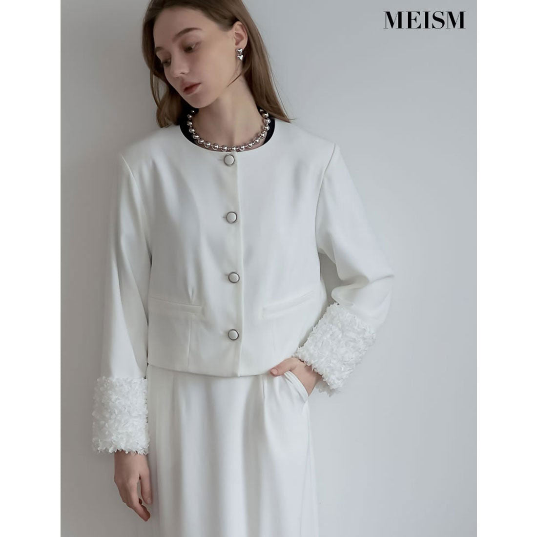 ミズム MEISM [2024SS PRE ORDER][MEISM by ]フラワーモチーフノーカラージャケット