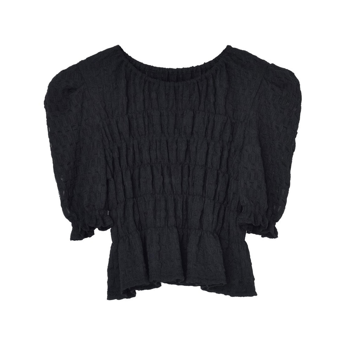MIZUM MEISM [2024 SUMMER COLLECTION][MEISM by Re:EDIT] Puff Shoulder Gathered Half Sleeve Top