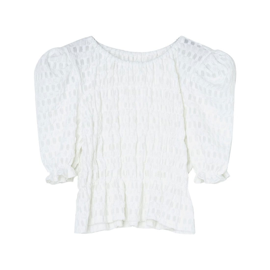 MIZUM MEISM [2024 SUMMER COLLECTION][MEISM by Re:EDIT] Puff Shoulder Gathered Half Sleeve Top