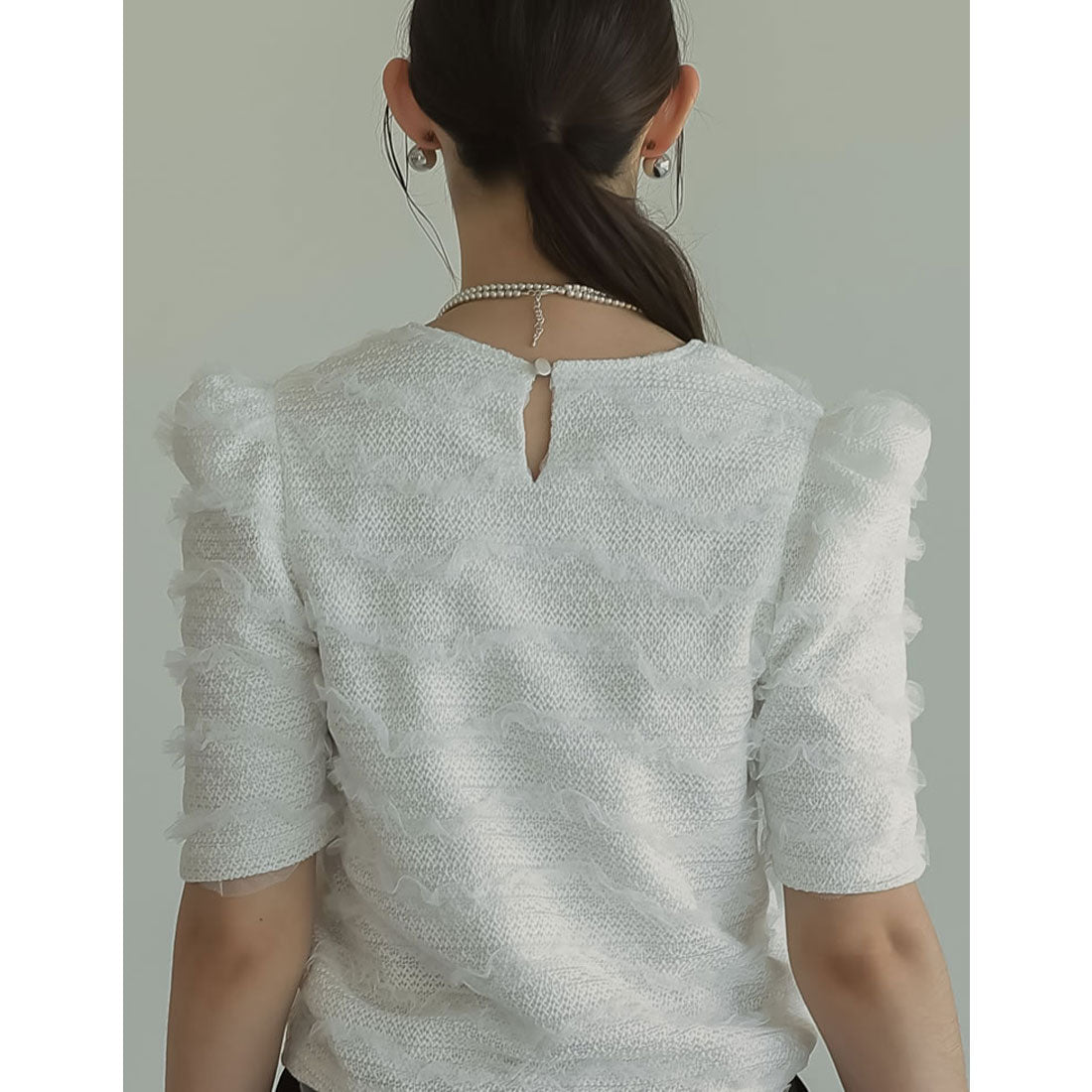 ミズム MEISM [2024 SUMMER COLLECTION][MEISM by Re:EDIT]フリルレースパワショルブラウス