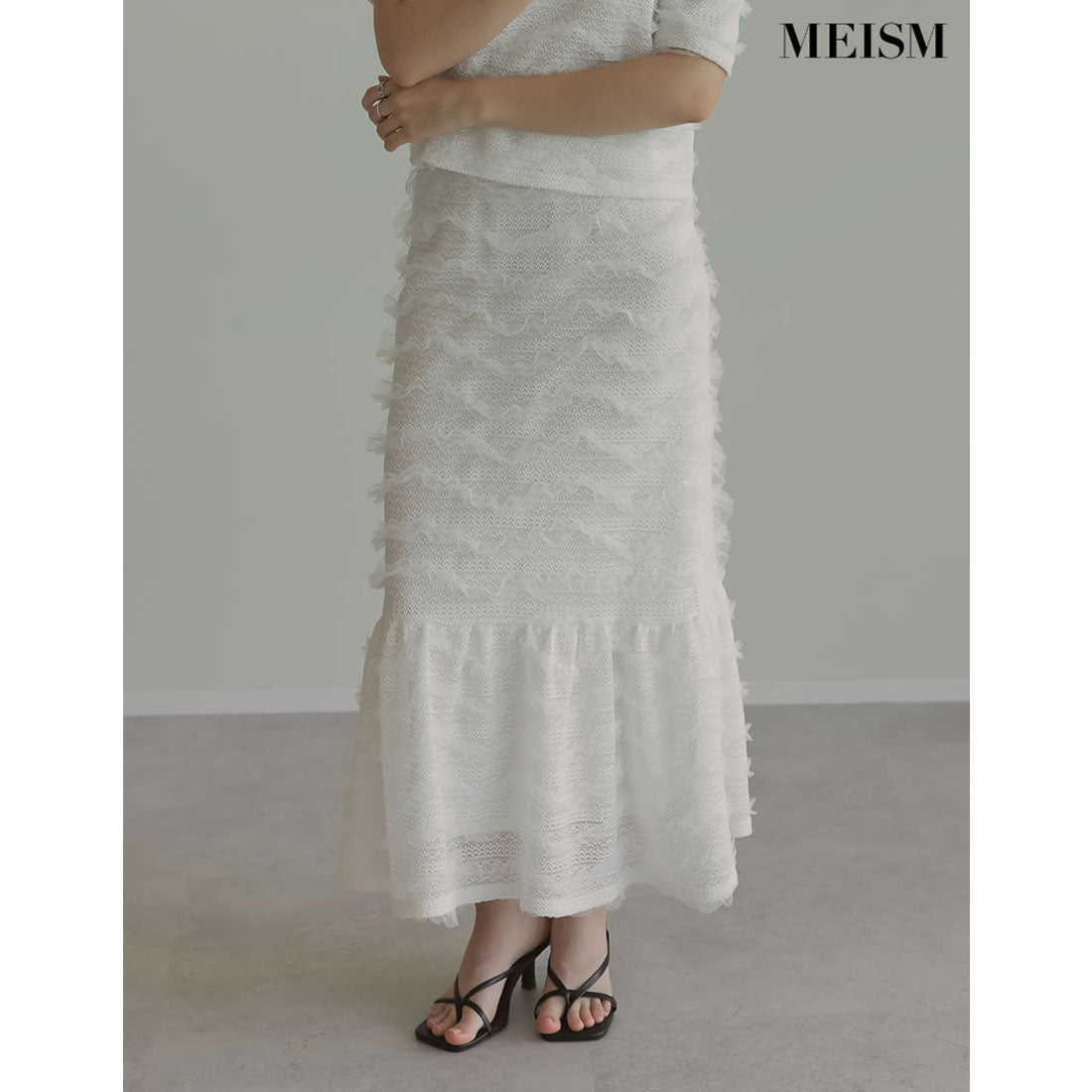 ミズム MEISM [2024 SUMMER COLLECTION][MEISM by Re:EDIT][低身長サイズ有]フリルレースカットソーロー切り替えスカート