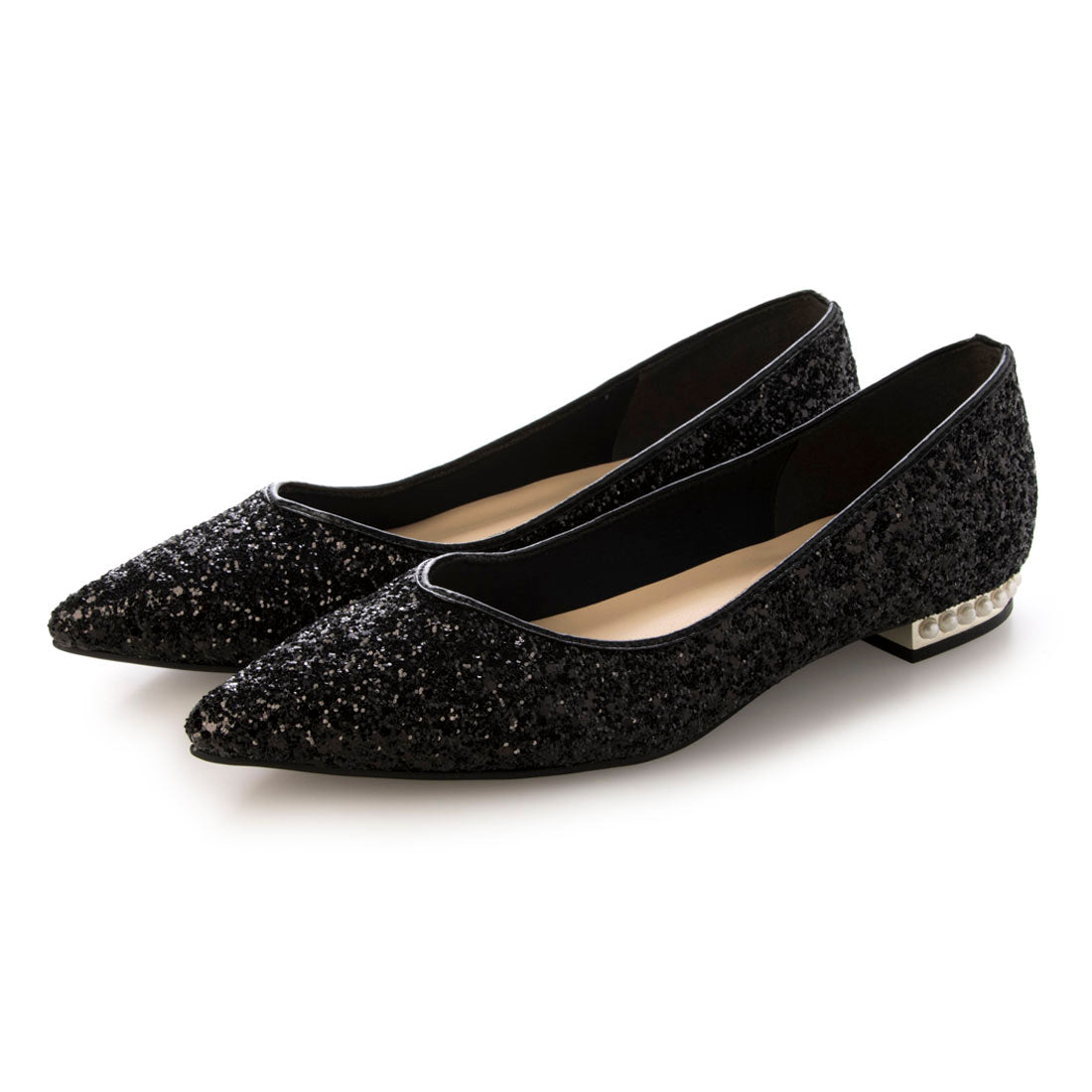 Mermaid MERMAID Pointed Critter Pearl Heel Flat Pumps
