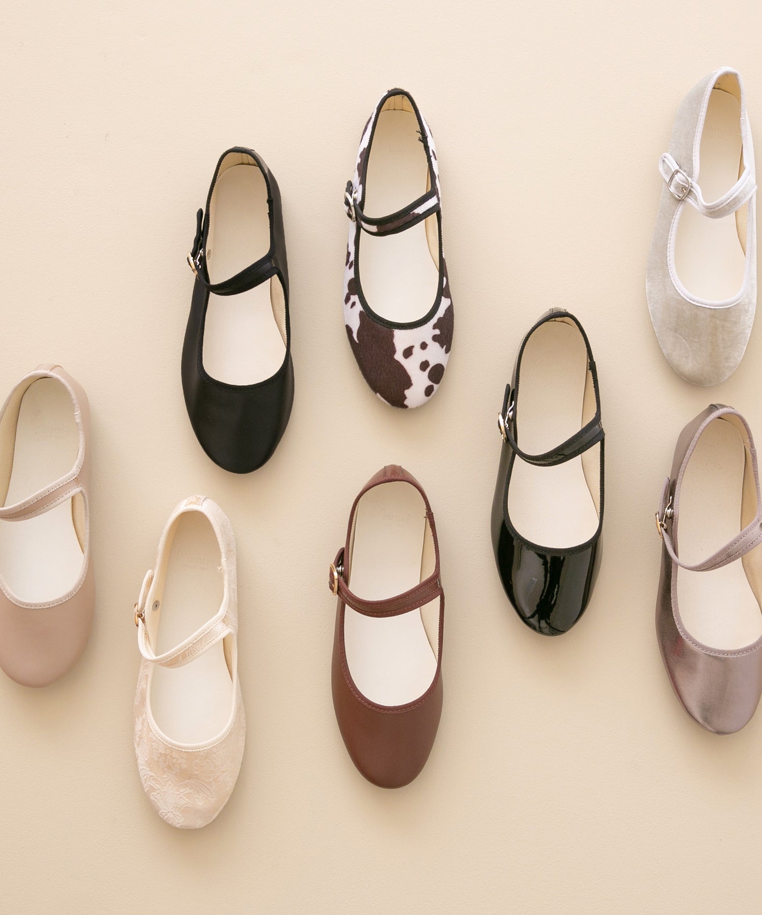 メヌエ Menue ふわカル ストラップ バレエシューズ（1020ブラックpu） 1020ブラックpu