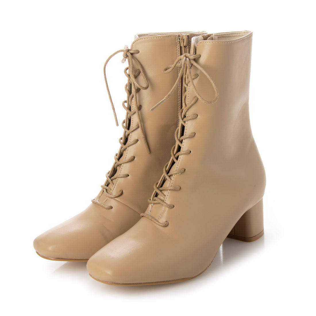 Menue square toe lace-up heel boots