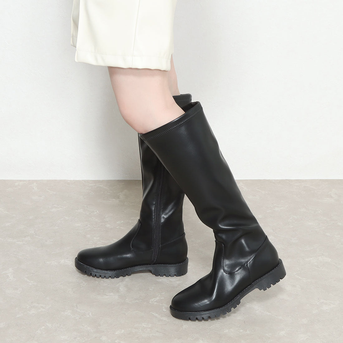 メヌエ Menue ボリュームヒールロングブーツ （1001アイボリーPU） 1001アイボリーPU