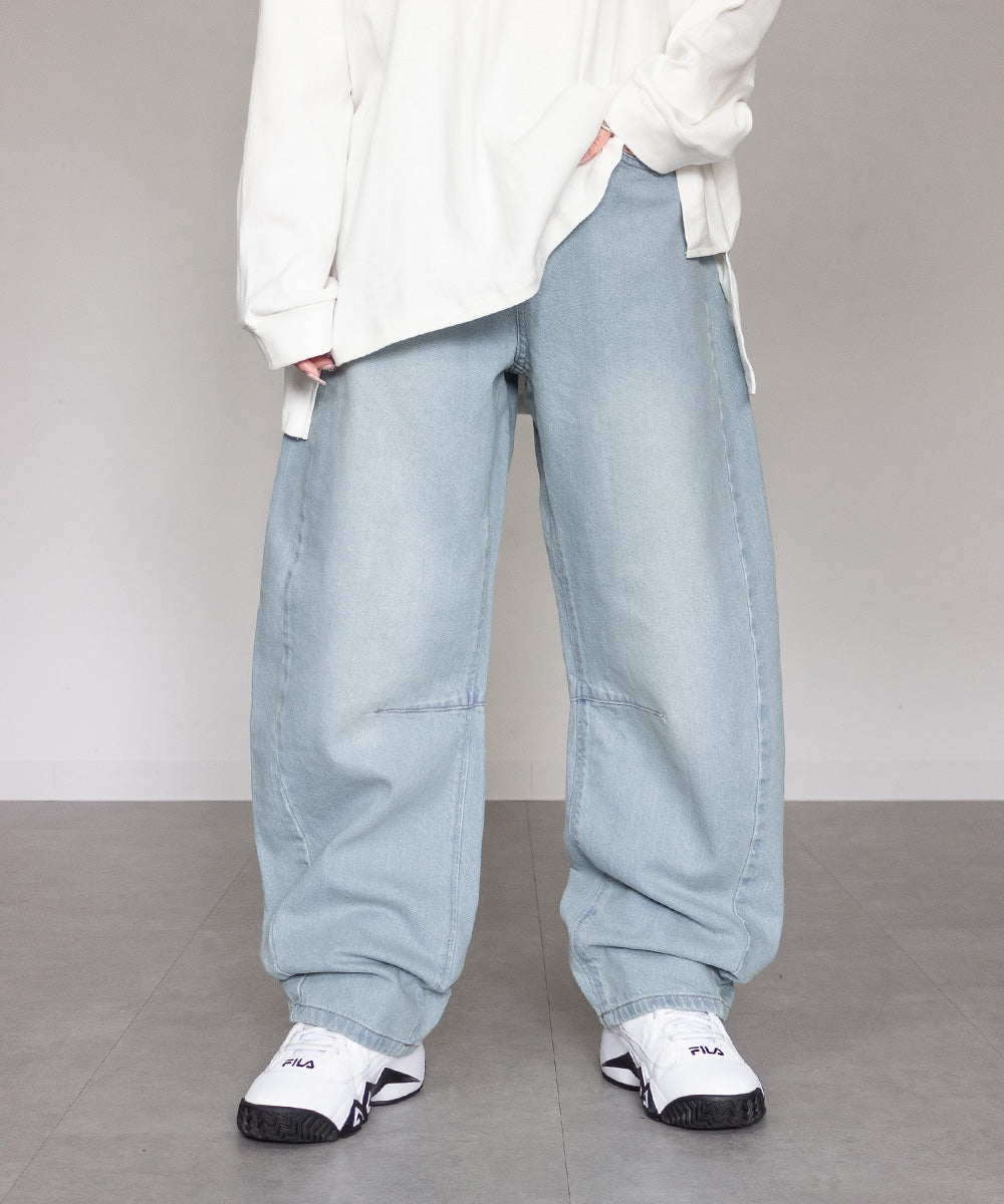 メロメラ mellomela. バレルレッグデニムパンツ （LIGHT BLUE） LIGHT BLUE