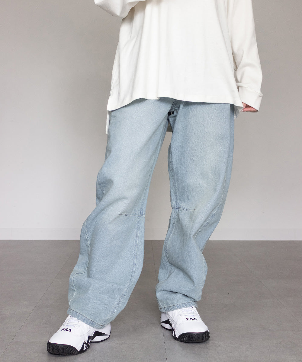 メロメラ mellomela. バレルレッグデニムパンツ （LIGHT BLUE） LIGHT BLUE