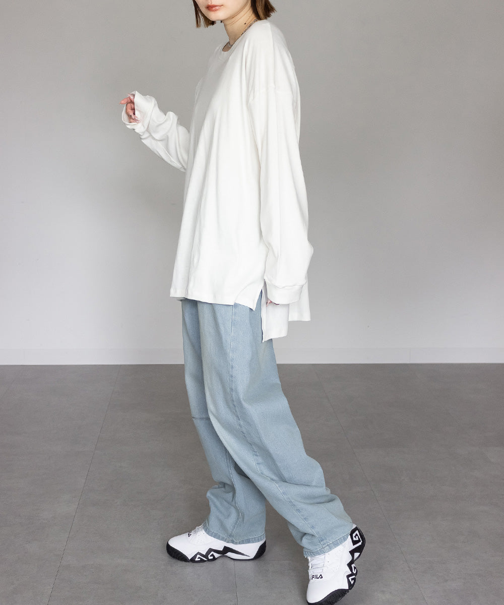 メロメラ mellomela. バレルレッグデニムパンツ （LIGHT BLUE） LIGHT BLUE