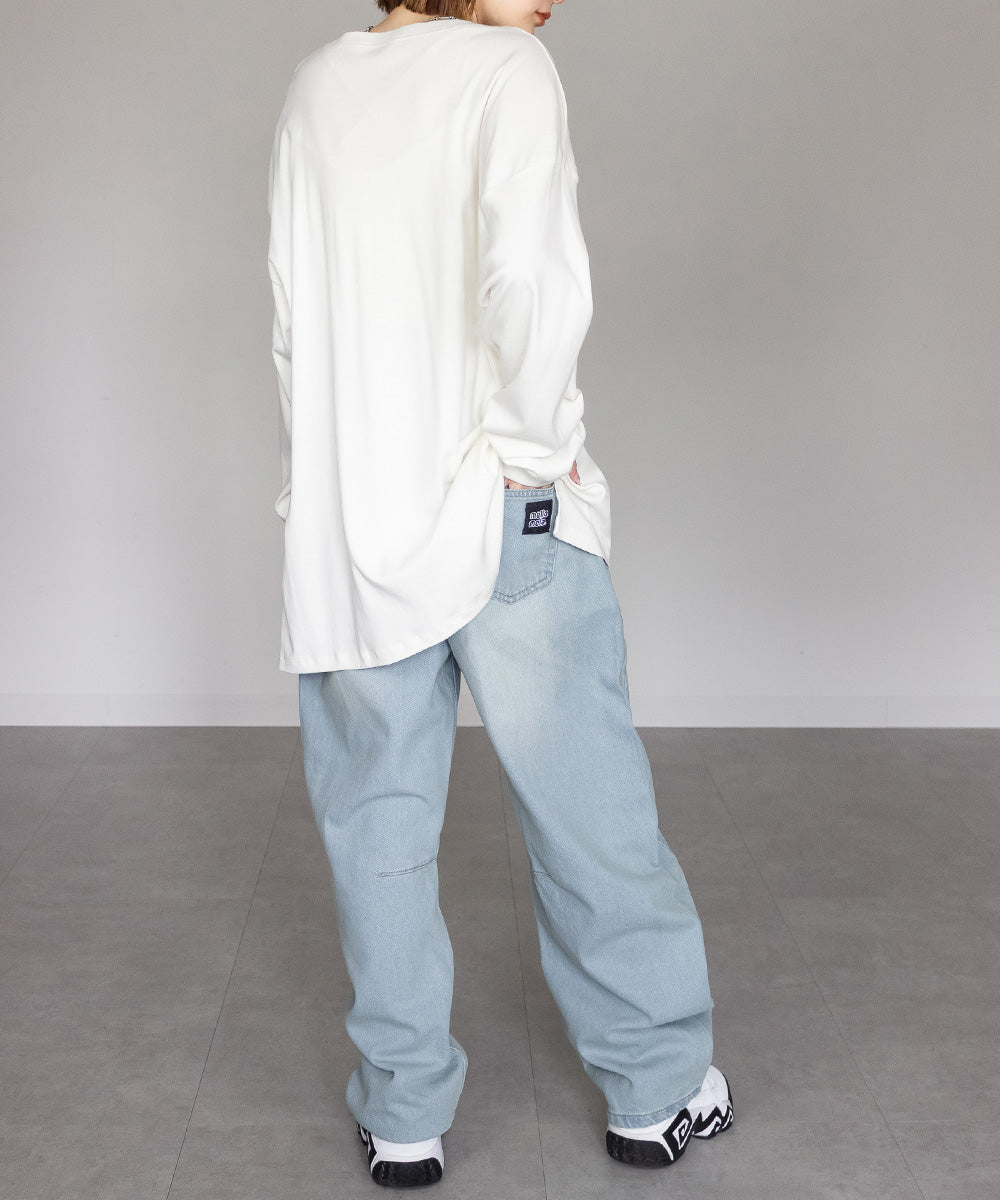 メロメラ mellomela. バレルレッグデニムパンツ （LIGHT BLUE） LIGHT BLUE