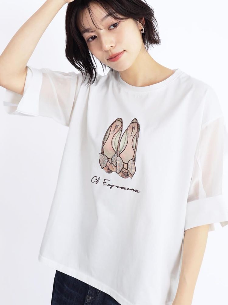 メドックオリジナルホワイト MEDOC original white バレエシューズプリント Tシャツ （オフホワイト） オフホワイト