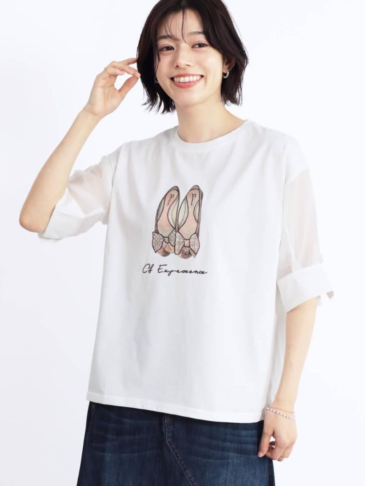メドックオリジナルホワイト MEDOC original white バレエシューズプリント Tシャツ （オフホワイト） オフホワイト