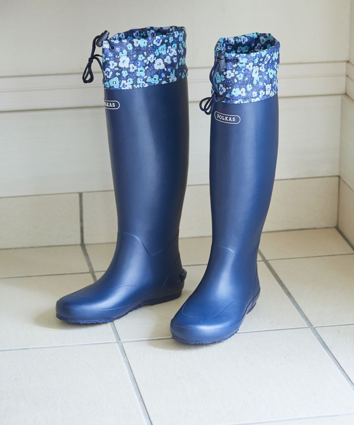 アンファンス EN FANCE たためるレインブーツ POLKAS （ブルー） ブルー