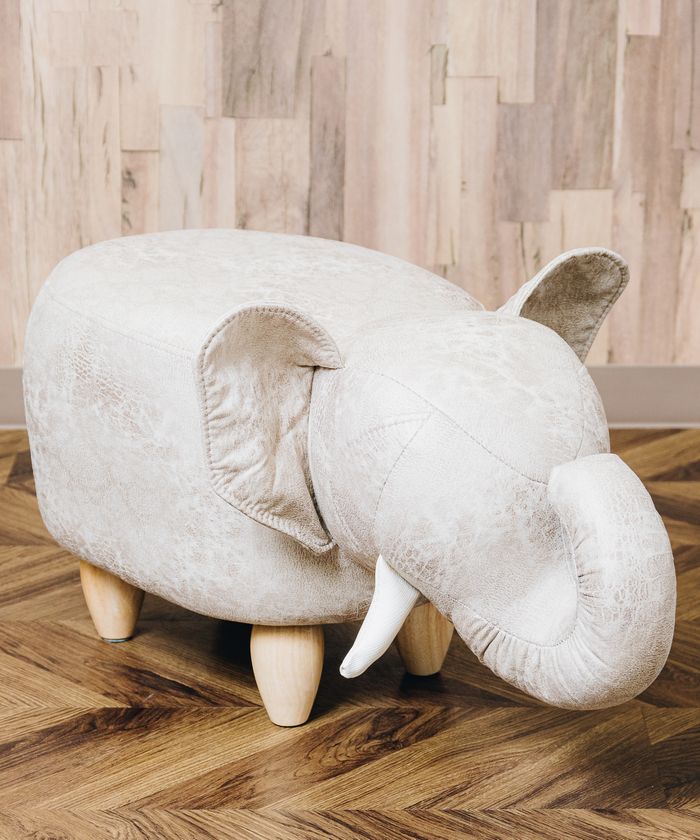"ANFANCE EN FANCE Animal Motif Stool Elephant beige"