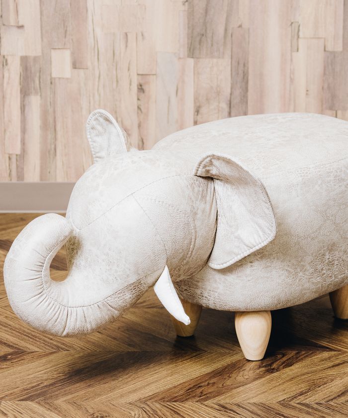 "ANFANCE EN FANCE Animal Motif Stool Elephant beige"