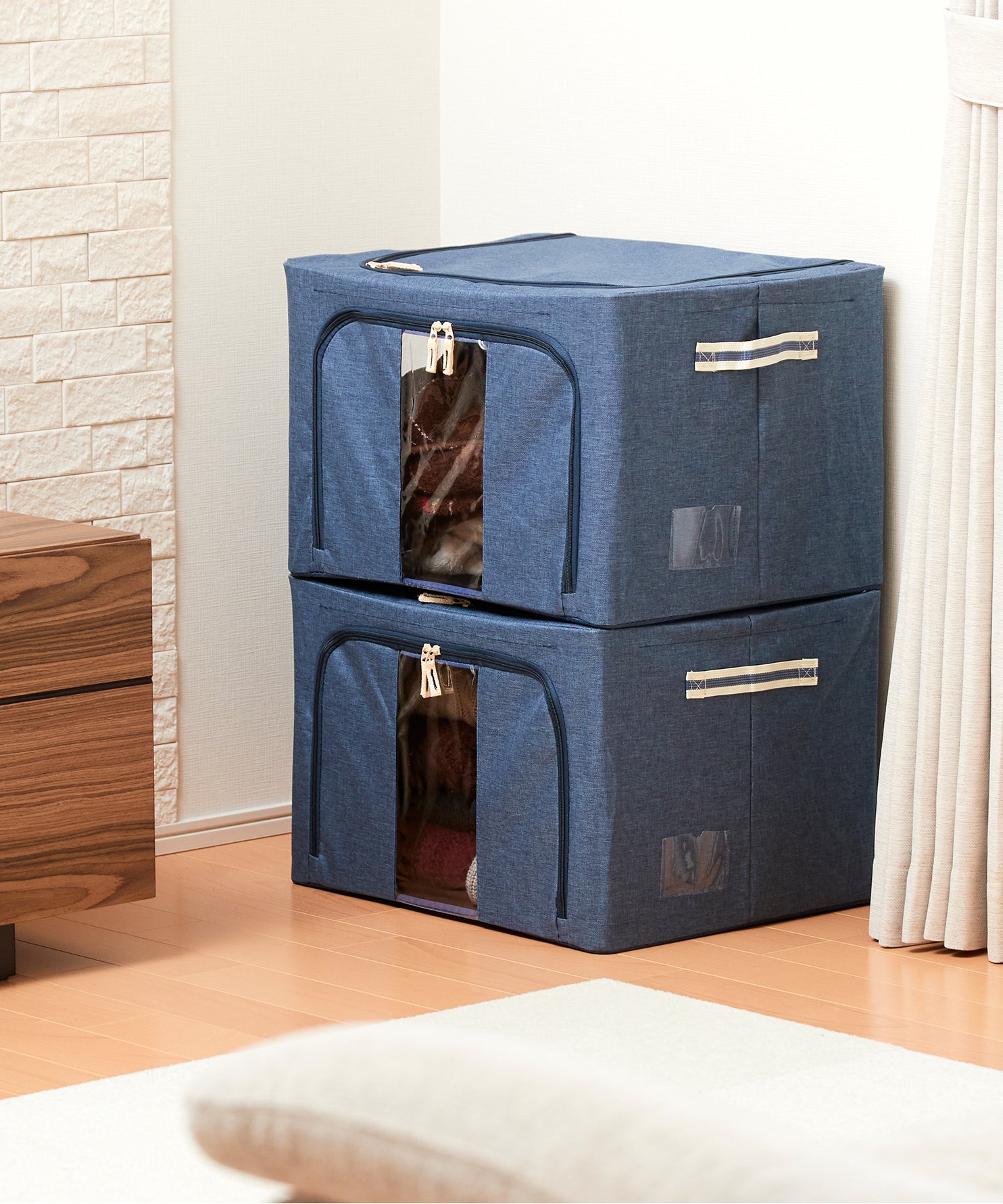 アンファンス EN FANCE スタッキング窓付き収納ボックス （66L） ブルー （メーカー指定色） メーカー指定色