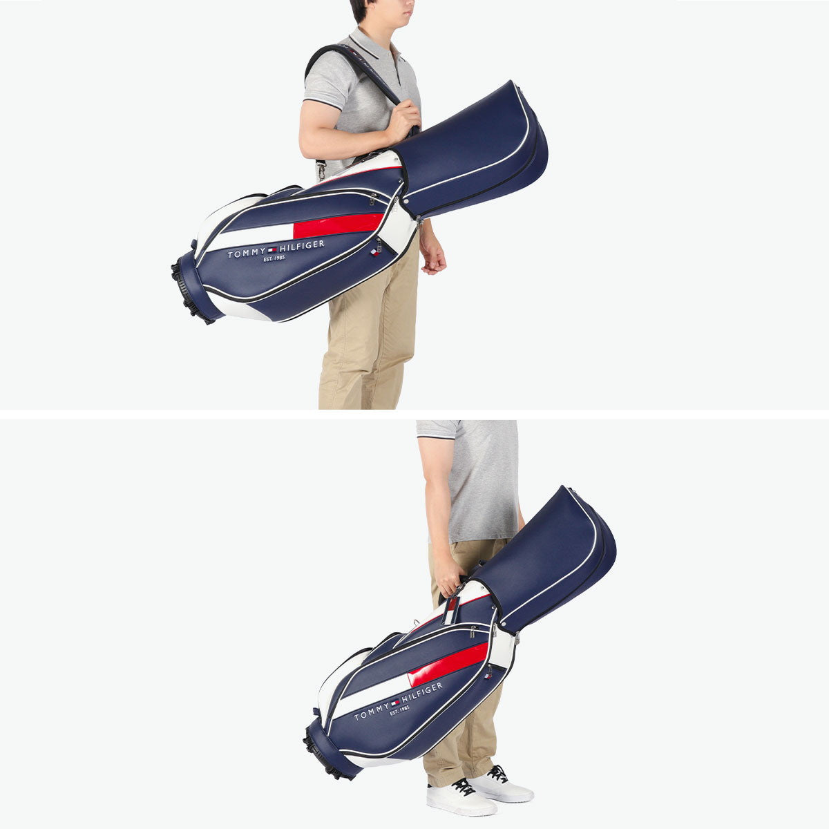 トミー ヒルフィガー ゴルフ TOMMY HILFIGER GOLF キャディバッグ メンズ レディース おしゃれ 9.0型 9型 46インチ 5分割 軽量 カート型 合皮 キャディ バッグ カートキャディバッグ ベーシック THMG4SC5 （ブラック） ブラック