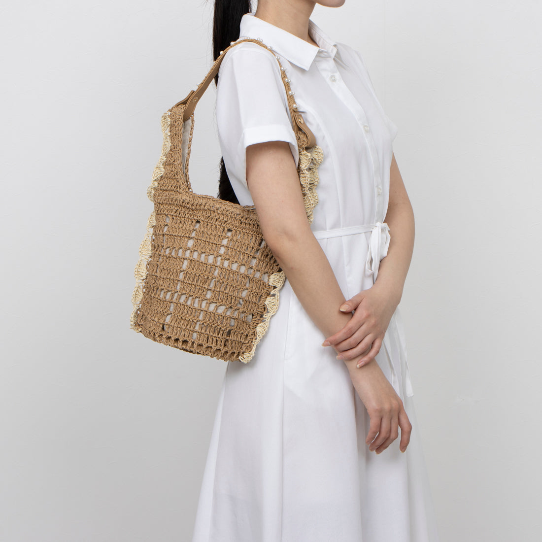 ミアン MIAN 配色スカラップ2WAYバッグ （ブラックコンビ） ブラックコンビ