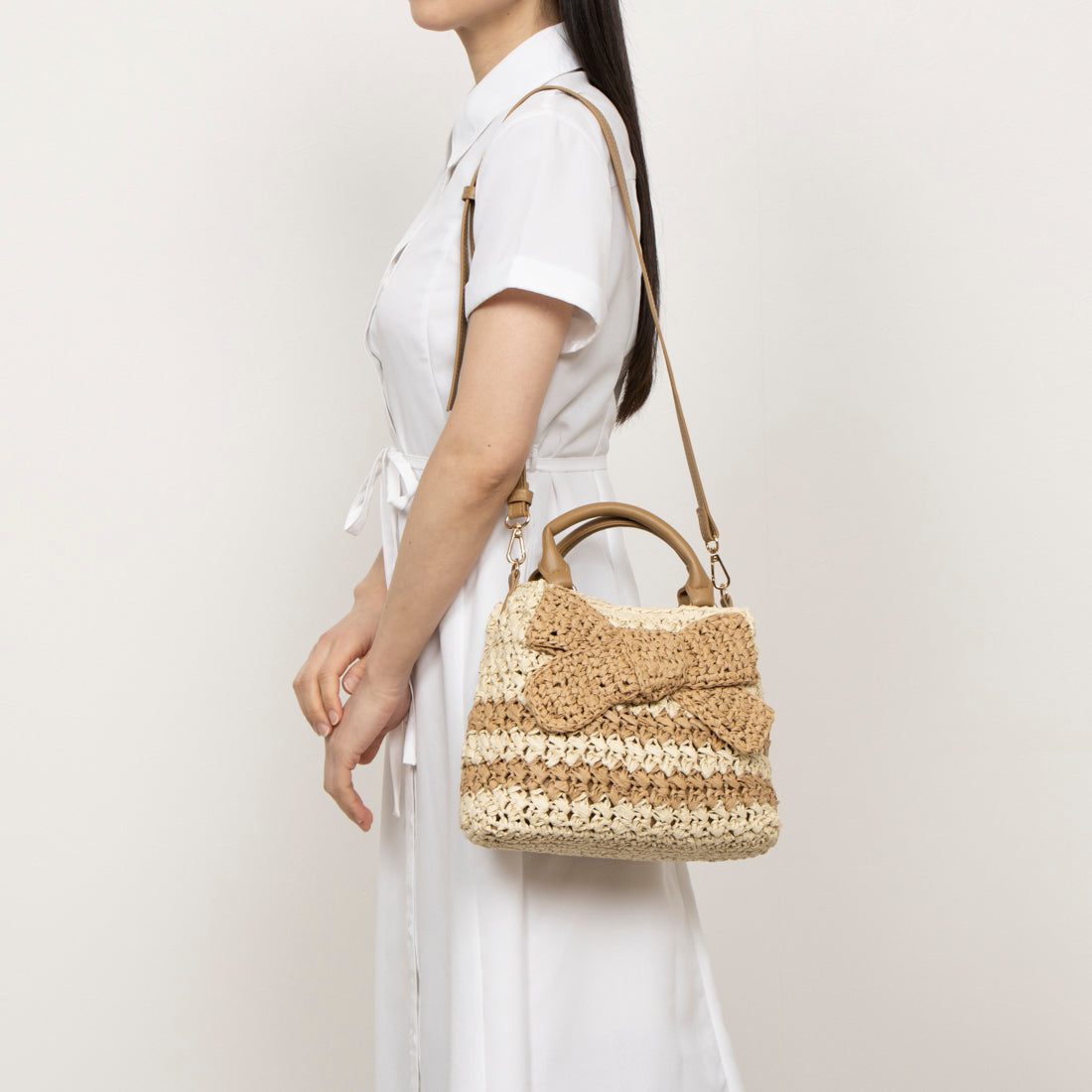 MIAN Front Ribbon 2WAY Basket Bag