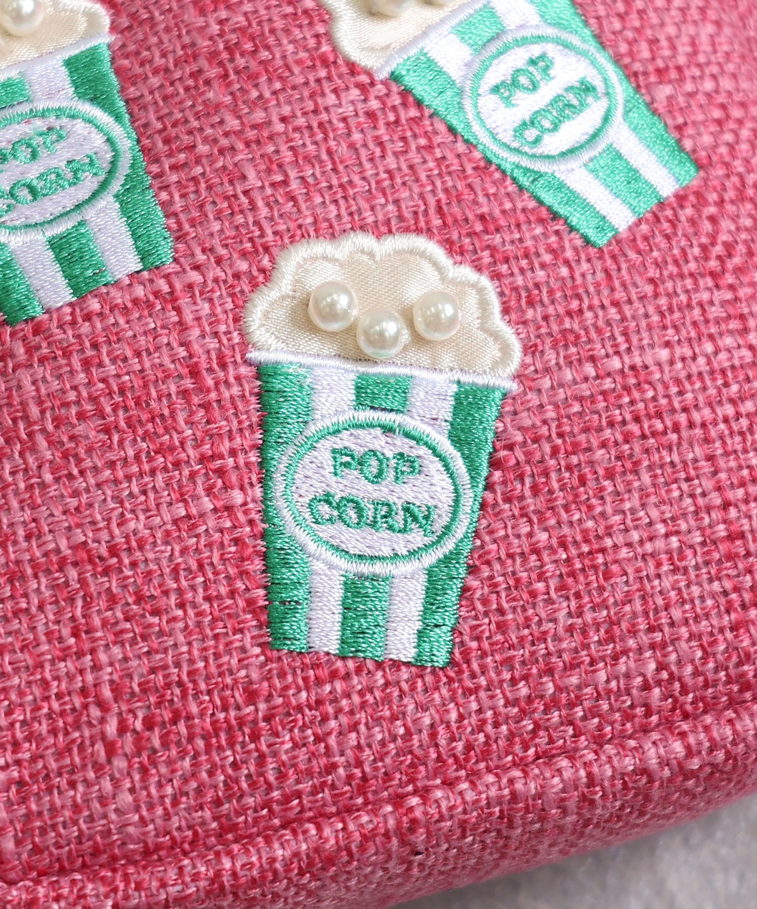 ミアン MIAN ポップコーン刺繍スクエアポーチ （ピンク） ピンク