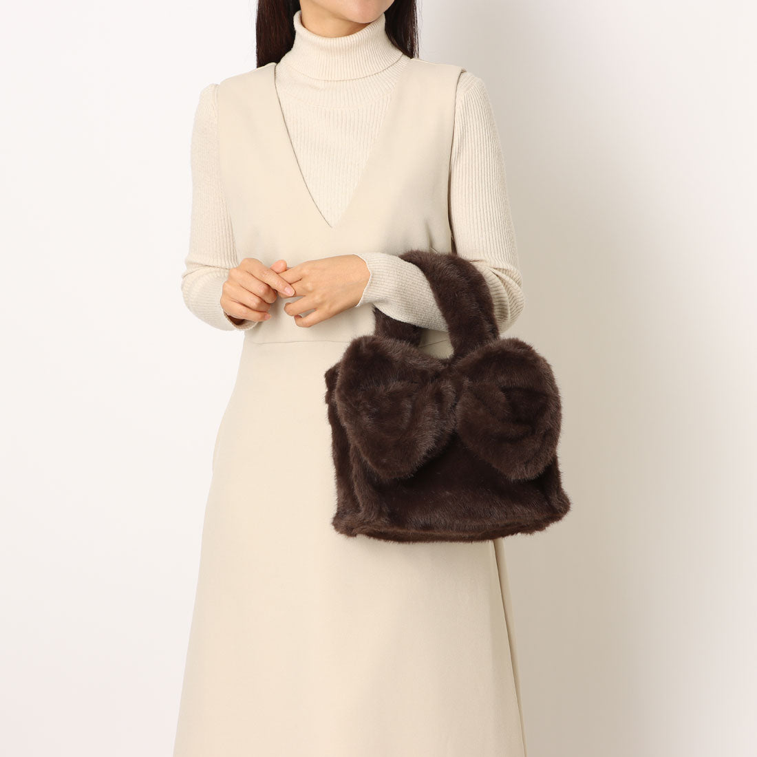 ミアン MIAN リボントートバッグ （チャコール） チャコール