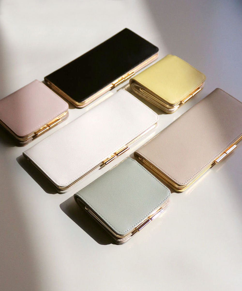 ミアン MIAN  【本革/コンパクト/がまぐち】KERRIA / 国産牛革  がま口二つ折り財布 （ブラック） ブラック