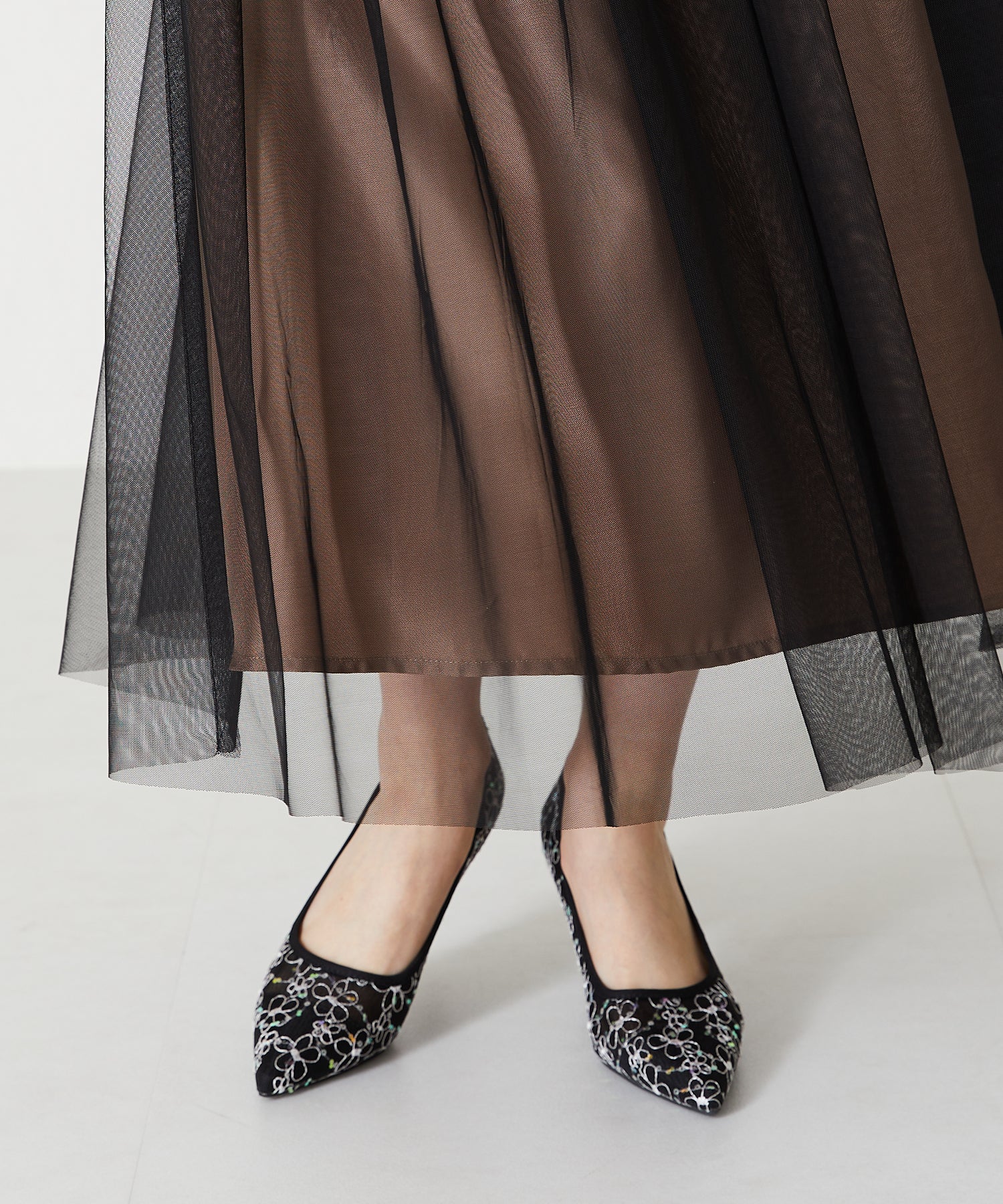 ミッシュマッシュ MISCH MASCH レース刺繍ポインテッドトゥパンプス/MOR102 （BLACK） BLACK