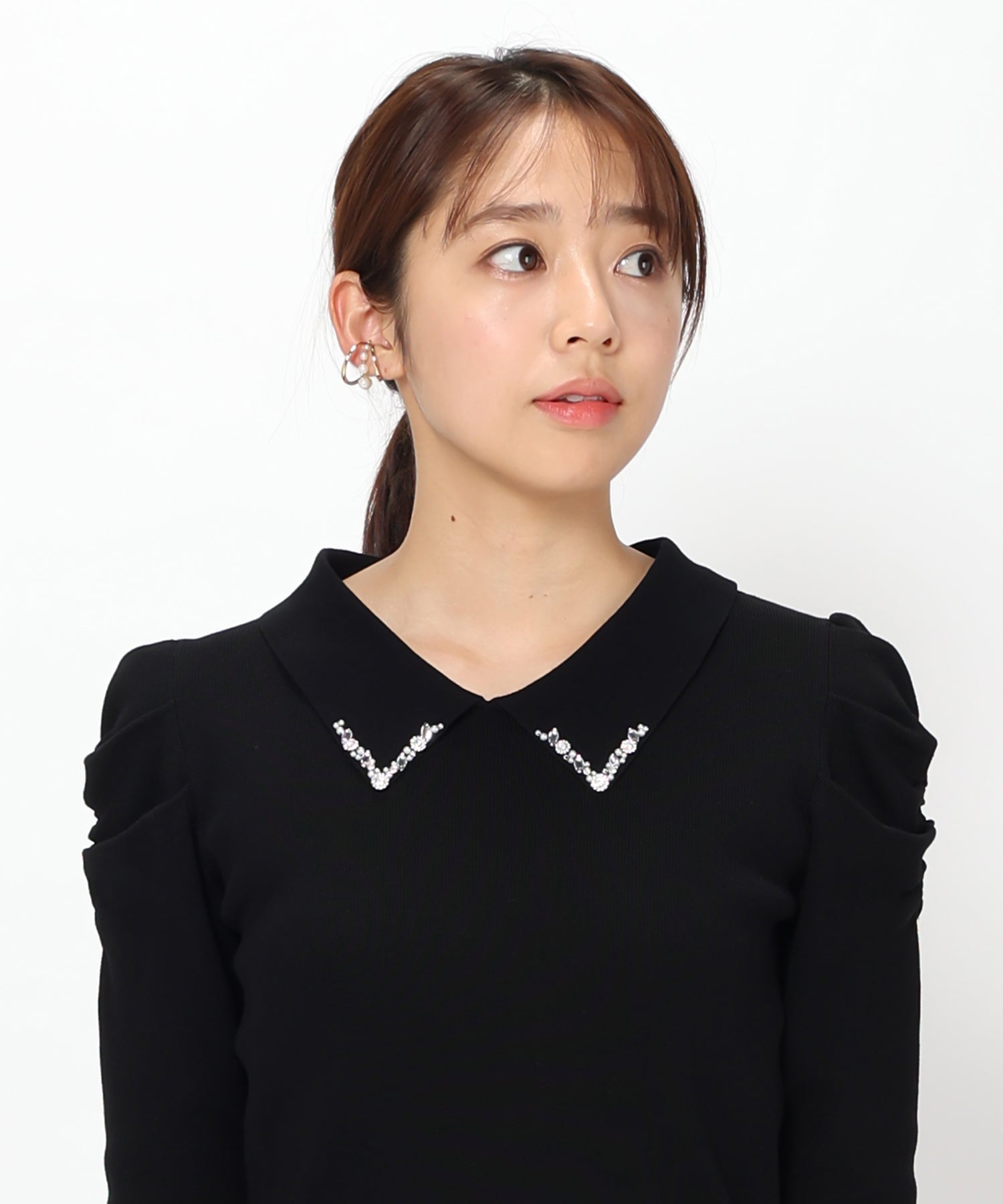 ミッシュマッシュ MISCH MASCH ビジュー衿パワショルニット/MM328314 （BLACK） BLACK