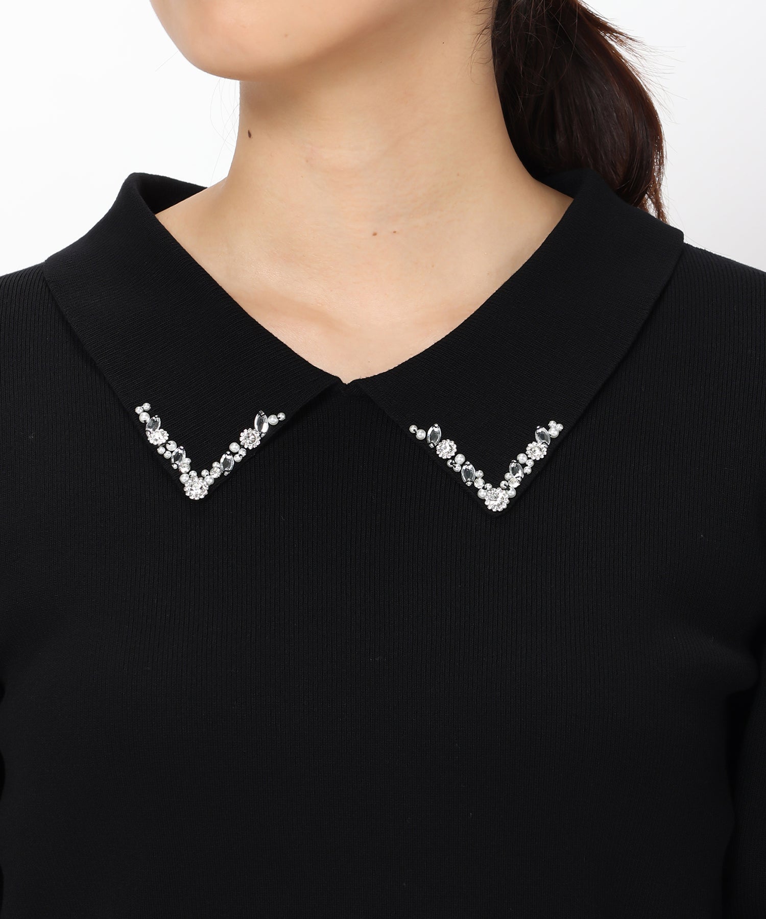 ミッシュマッシュ MISCH MASCH ビジュー衿パワショルニット/MM328314 （BLACK） BLACK