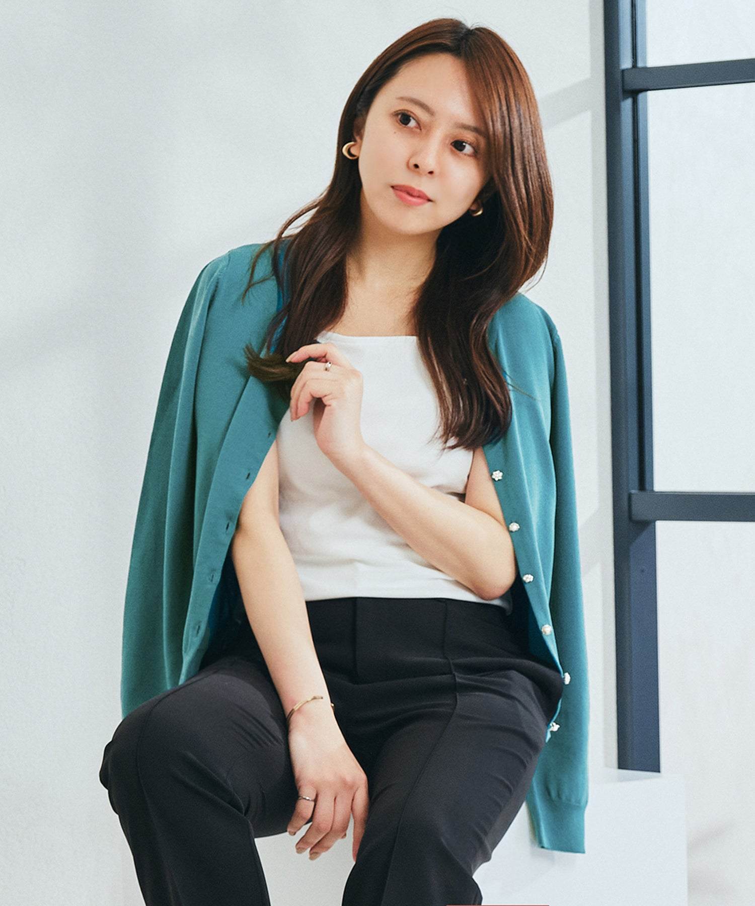 ミッシュマッシュ MISCH MASCH カーディガンランキング1位！【接触冷感】【UV機能】【2024春夏新作】ベーシックビジュー釦カーディガン/MM428406 （GREEN） GREEN