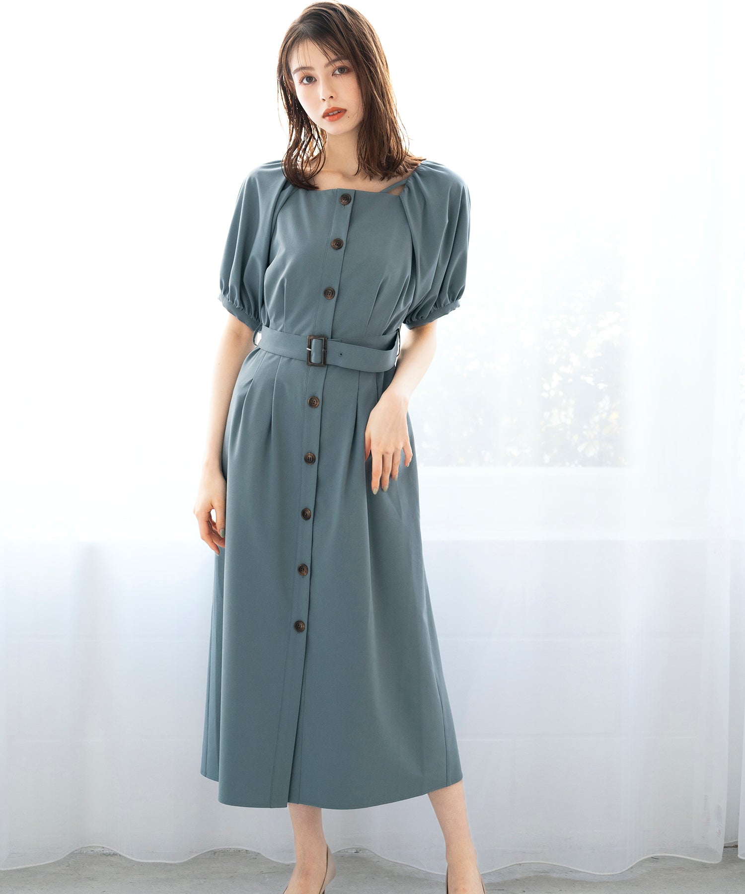 ミッシュマッシュ MISCH MASCH 【2024春夏新作】パフスリーブフロントボタンワンピース/MM417421 （BLACK） BLACK