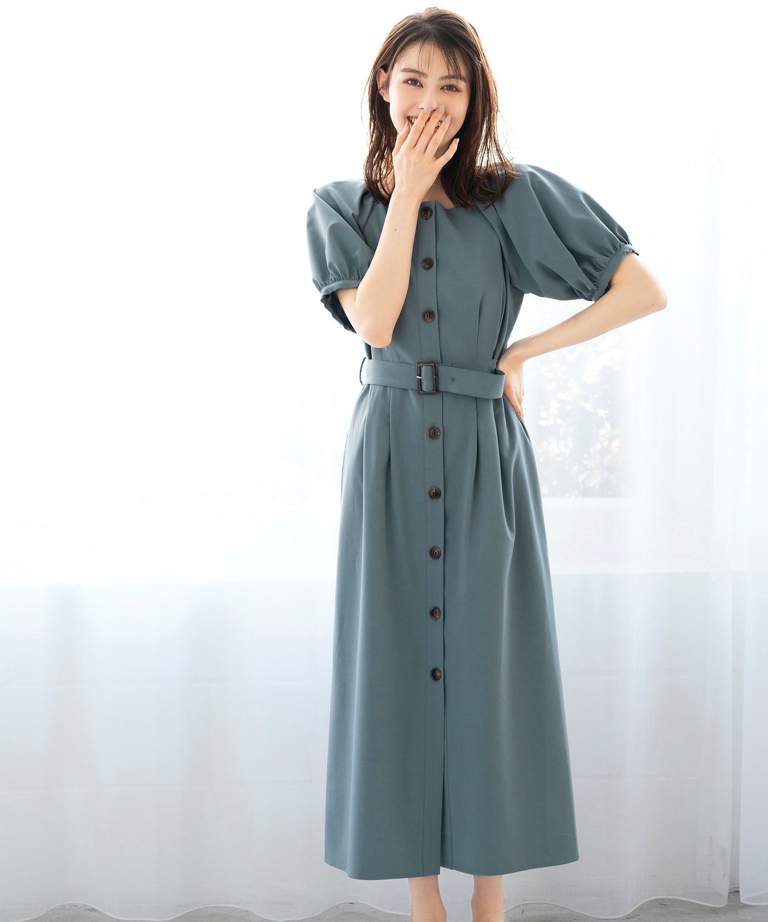 ミッシュマッシュ MISCH MASCH 【2024春夏新作】パフスリーブフロントボタンワンピース/MM417421 （BLACK） BLACK