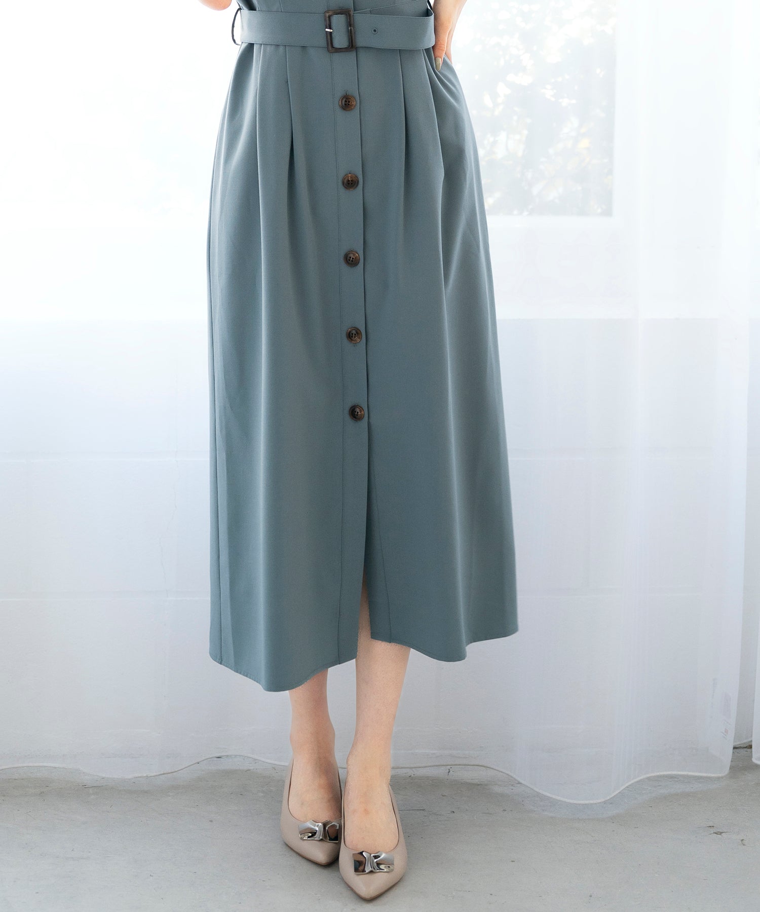 ミッシュマッシュ MISCH MASCH 【2024春夏新作】パフスリーブフロントボタンワンピース/MM417421 （BLACK） BLACK
