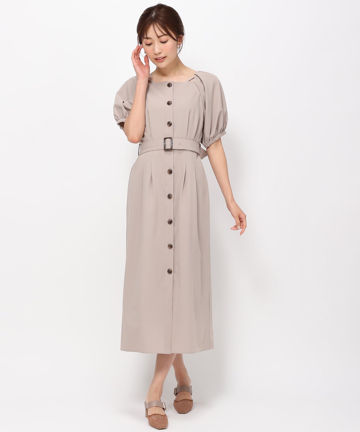 ミッシュマッシュ MISCH MASCH 【2024春夏新作】パフスリーブフロントボタンワンピース/MM417421 （BLACK） BLACK