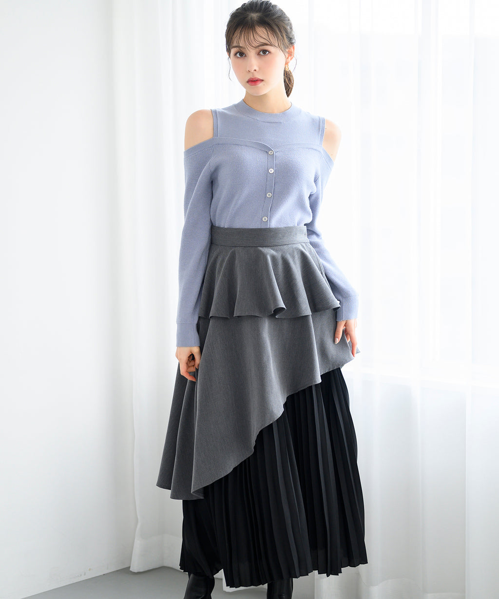 ミッシュマッシュ MISCH MASCH 【2024秋冬新作】肩開きレイヤード風ニット/MM448316 （WHITE） ミッシュマッシュ MISCH MASCH 【2024秋冬新作】肩開き